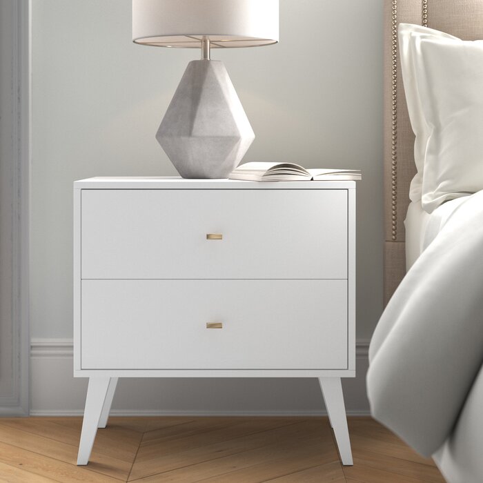 White nightstand with drawers