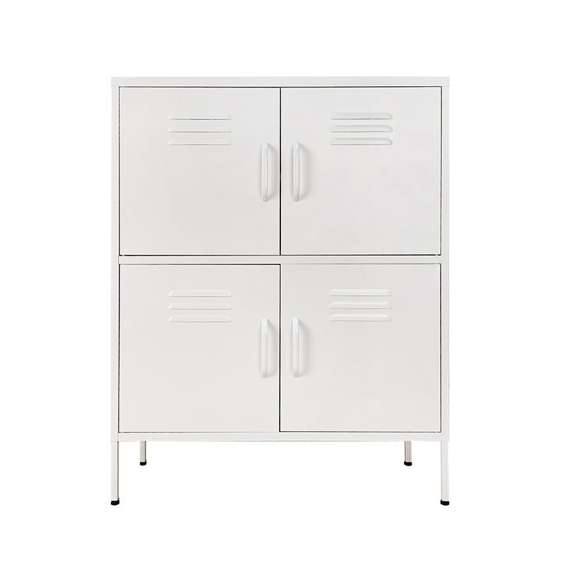European style home storage white four door high foot cabinet