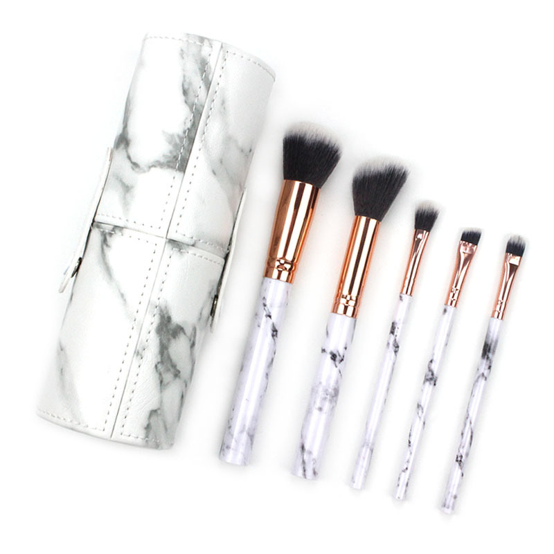 5 makeup set Marble Portable Eyeshadow Brush Beginner makeup brush with holder beauty tools