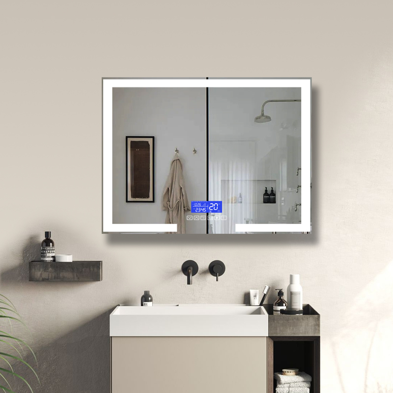 Custom bluetooth anti fogging bathroom mirror