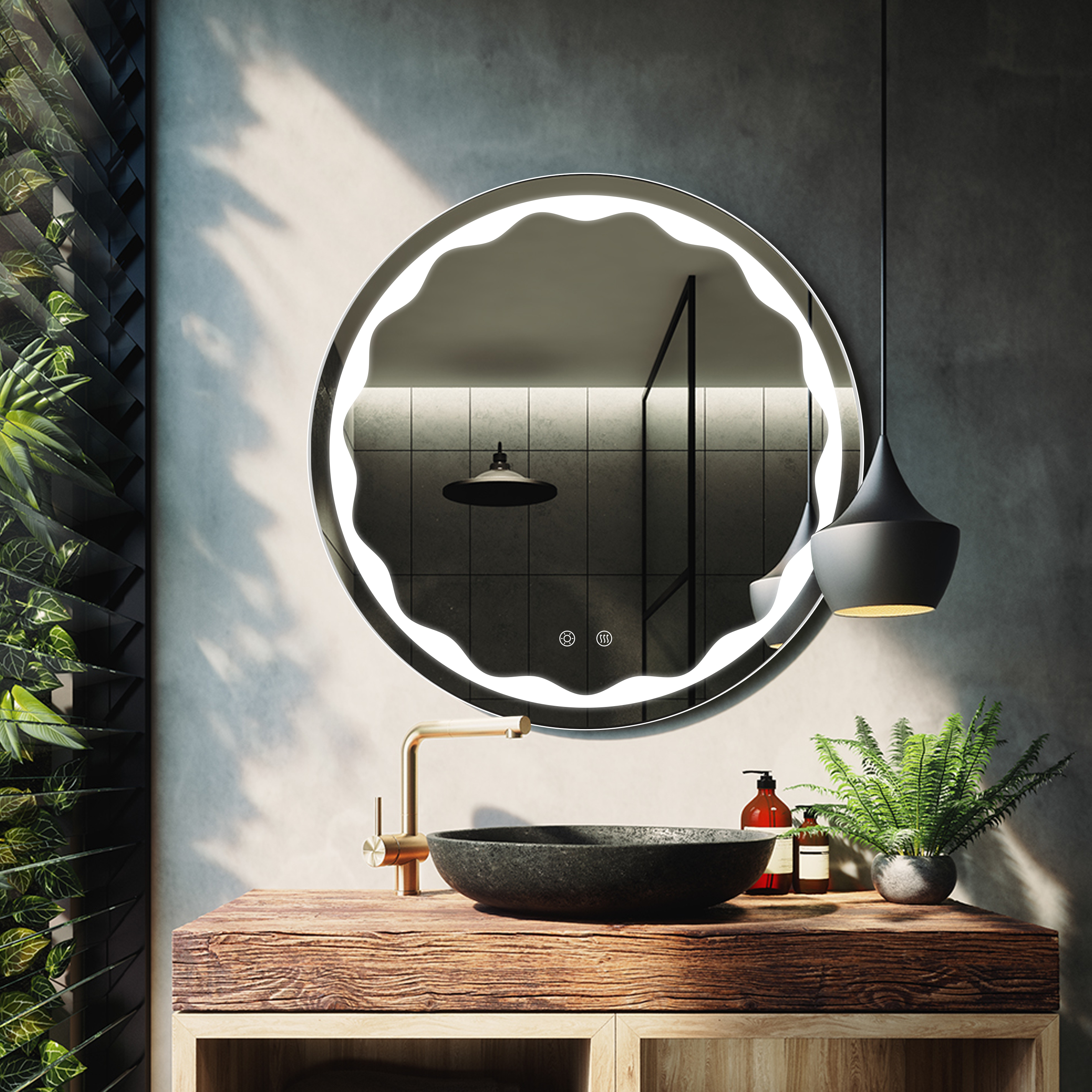 Wall Mounted Round Smart LED Bathroom Mirror