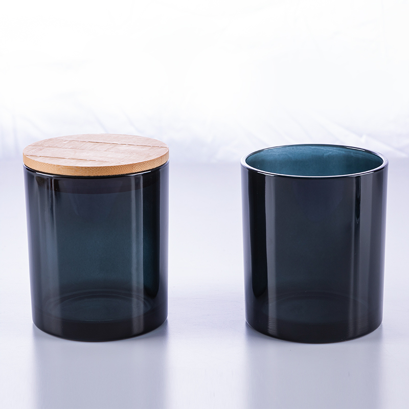 Custom 300ml glass candle jar with wooden lid
