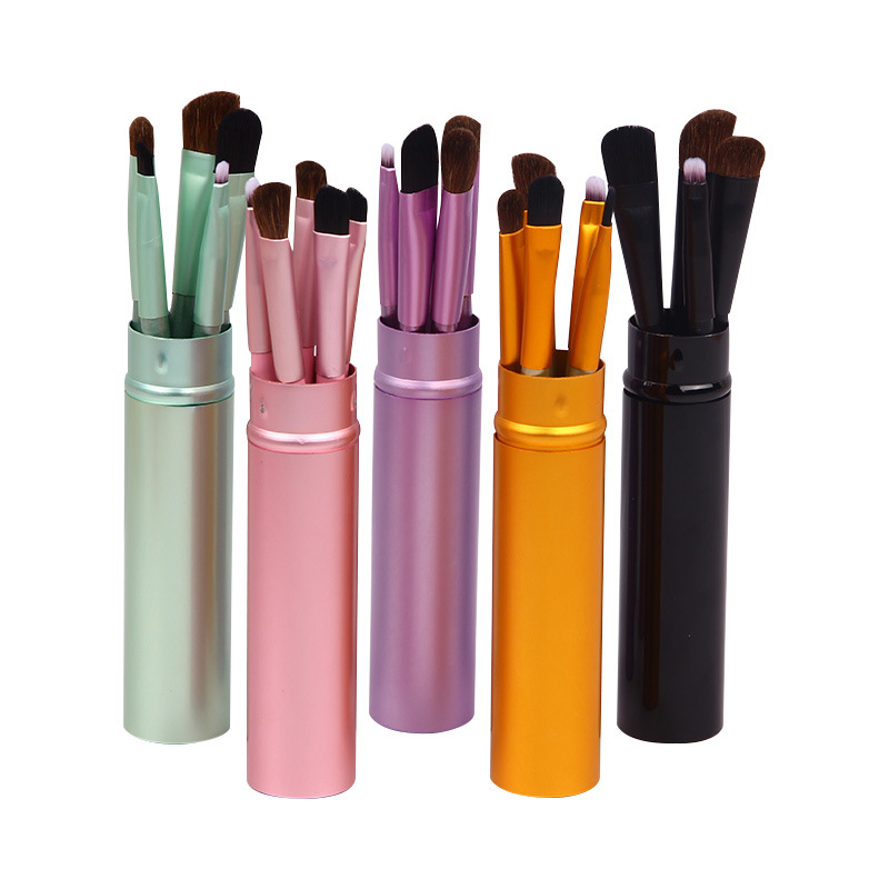 5 horsehair eyeshadow Brush Set for beginners Makeup brush aluminum tube for holding makeup brushes