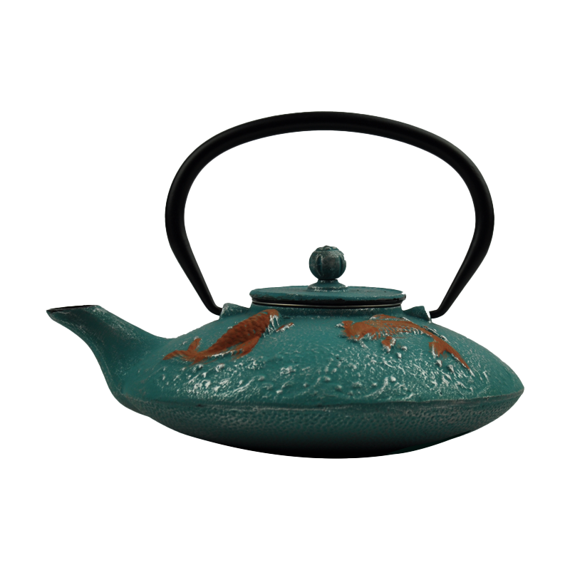 Japanese Cast Iron Blue Fish Teapot