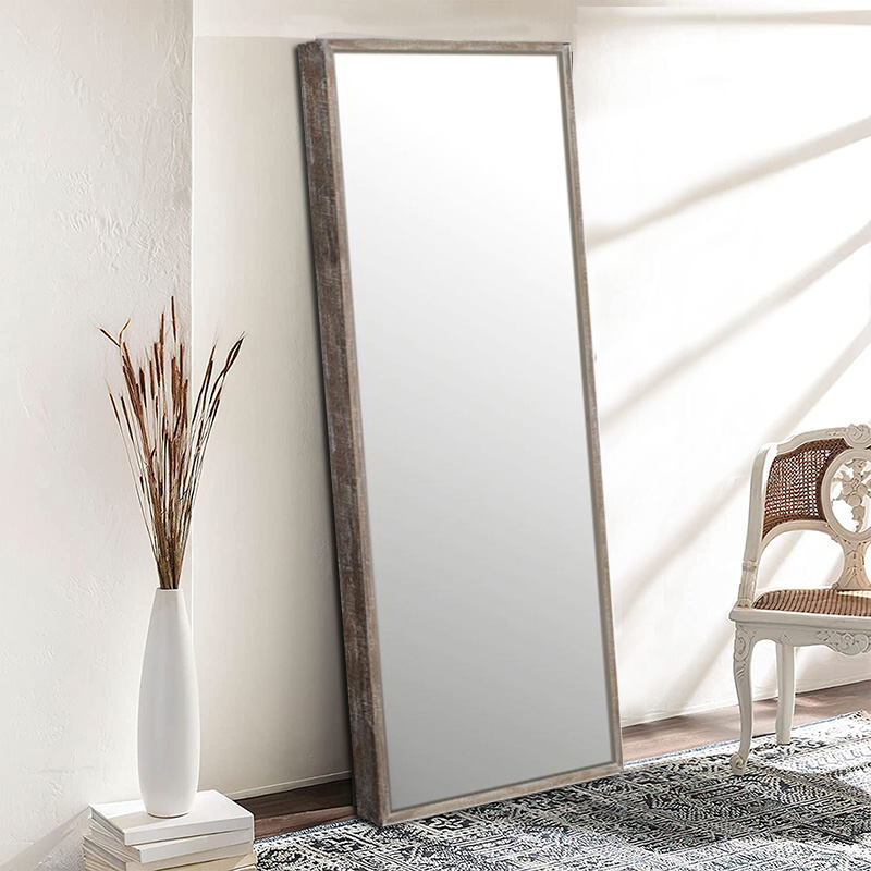 Larger Mirror Full Body Dressing Mirror Rustic Wood Full Length Floor Mirror, Wall Mounted Mirror