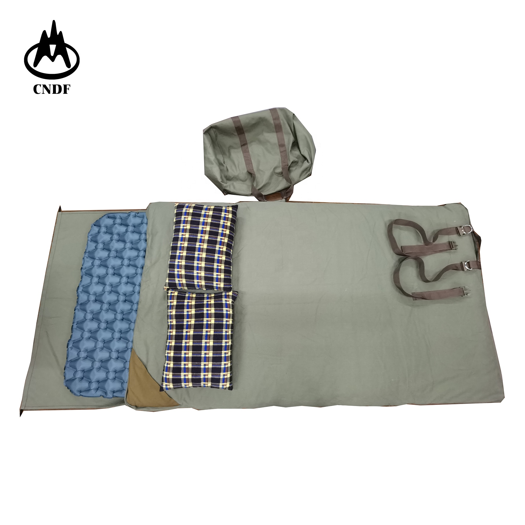 cotton canvas sleeping bag with air mat, hunting sleeping bag,air sleeping bag,