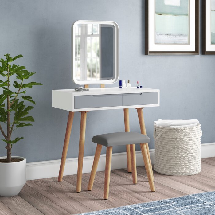 Square LED Mirror Dressing Table