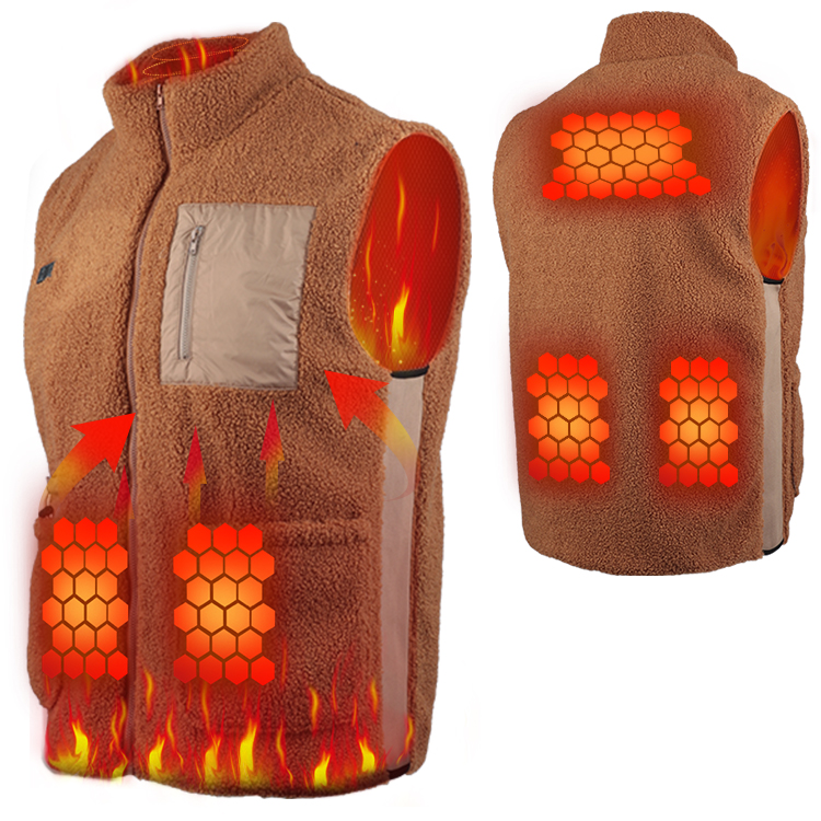 Vinmori USB Charging Rechargeable 100% Polyester Multi-Color Fleece Heated Vest