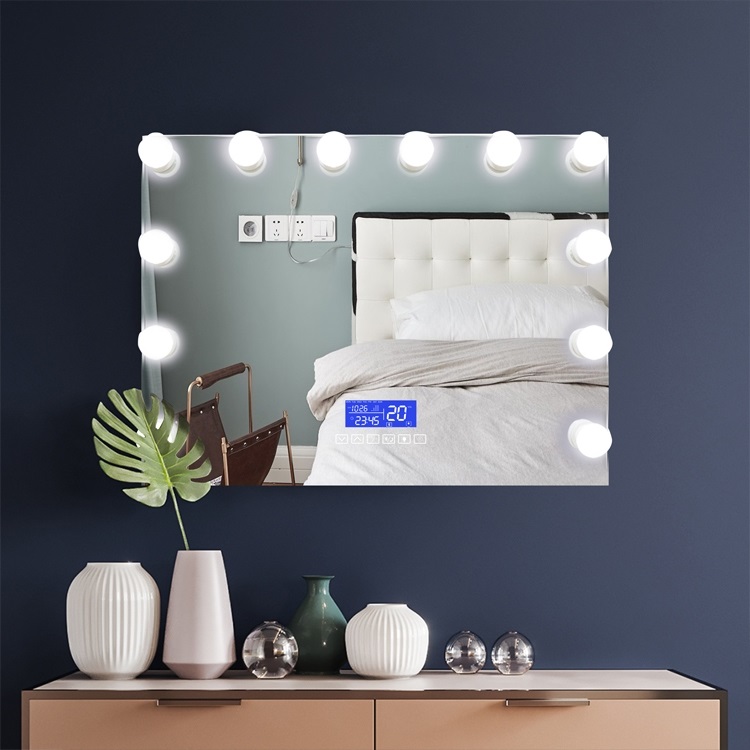 Wall-mounted Illuminated Bedroom Makeup Room Hollywood Mirror with Bluetooth
