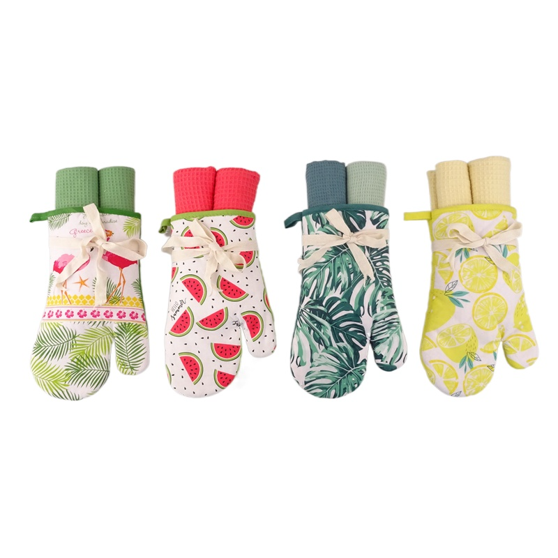 Summer Pattern Cotton Twill kitchen oven mitts