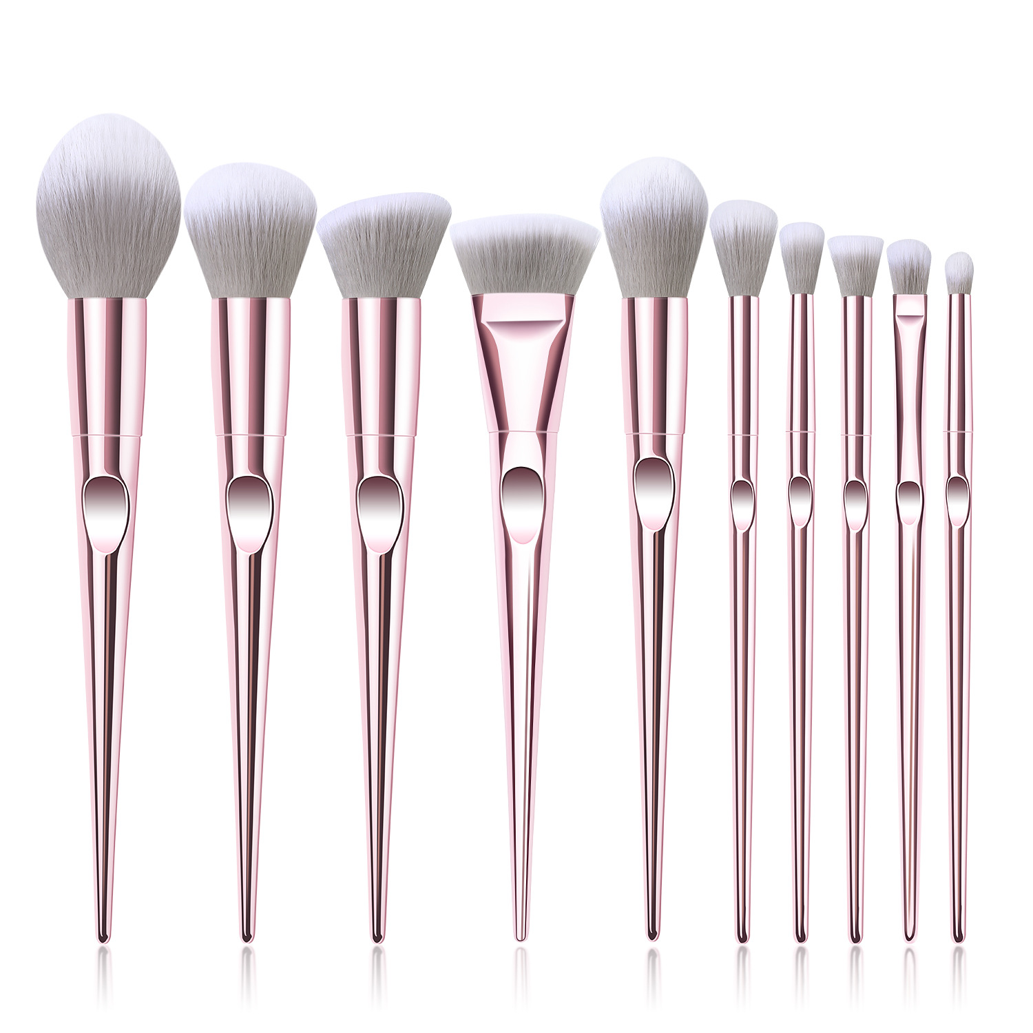 Set of 10 rose gold makeup brushes, blush eyeshadow brush powder, beauty makeup tool