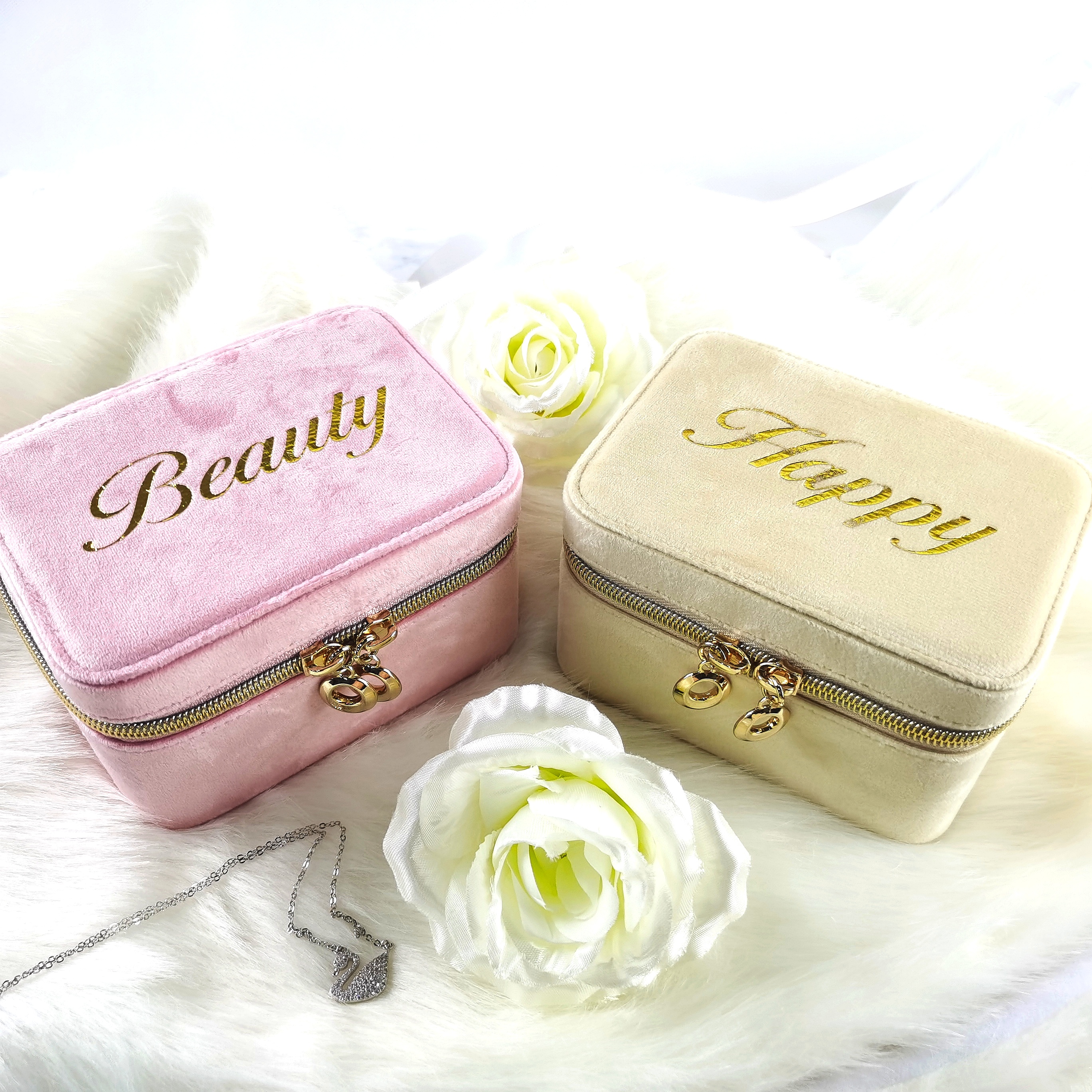 Velvet double layer jewelry box