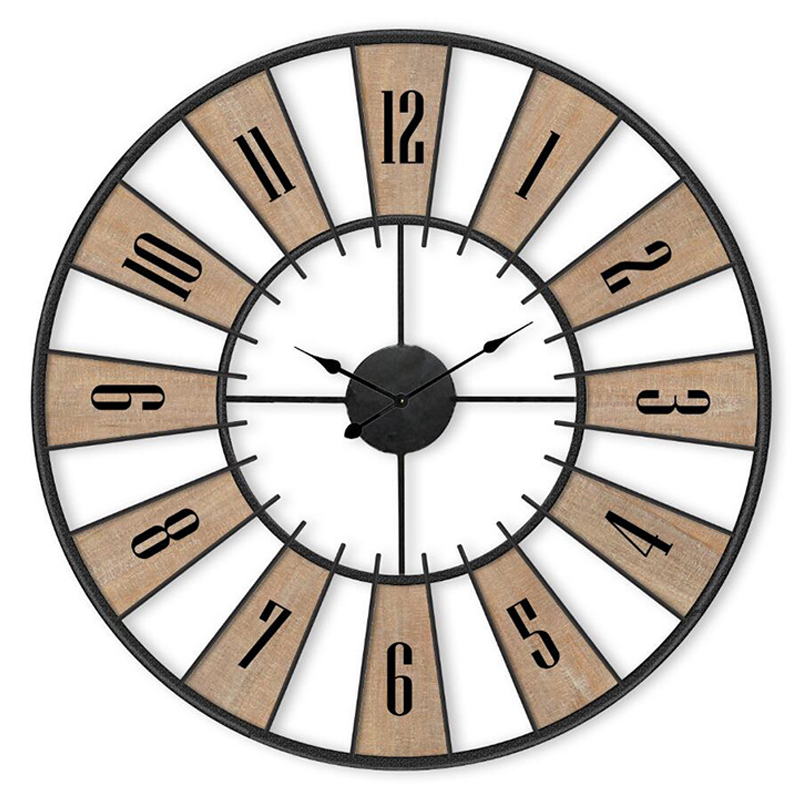 Luckywind New Design European style Rustic Large Decorative Modern Farmhouse Decor Wood Metal Clock