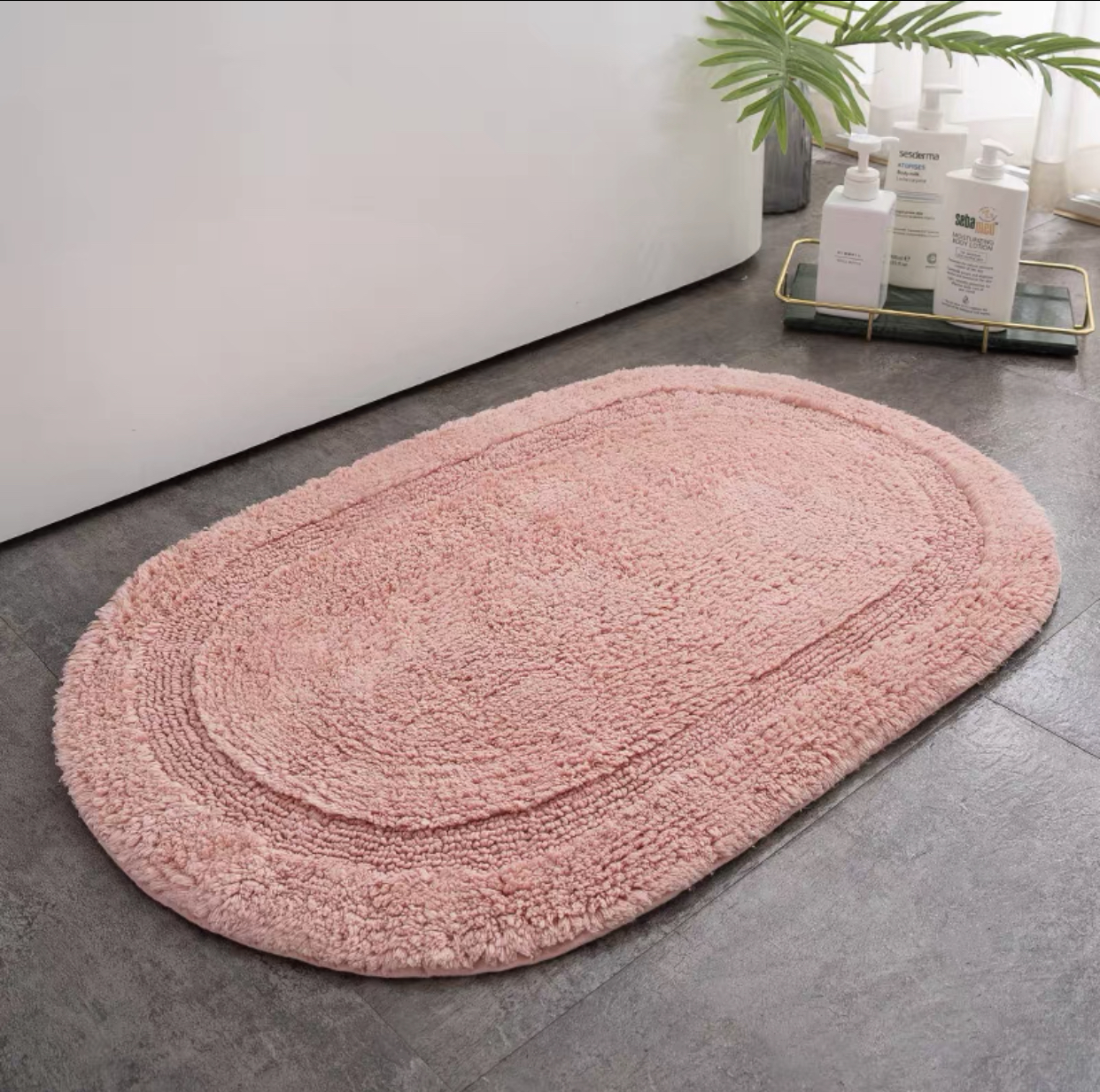 Oval solid color mat