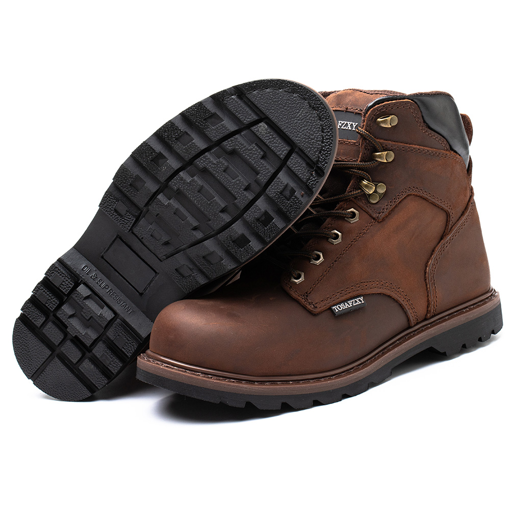 Hotsale Brown Leather Steel Toe Work Boots Work Shoes For Men From USA