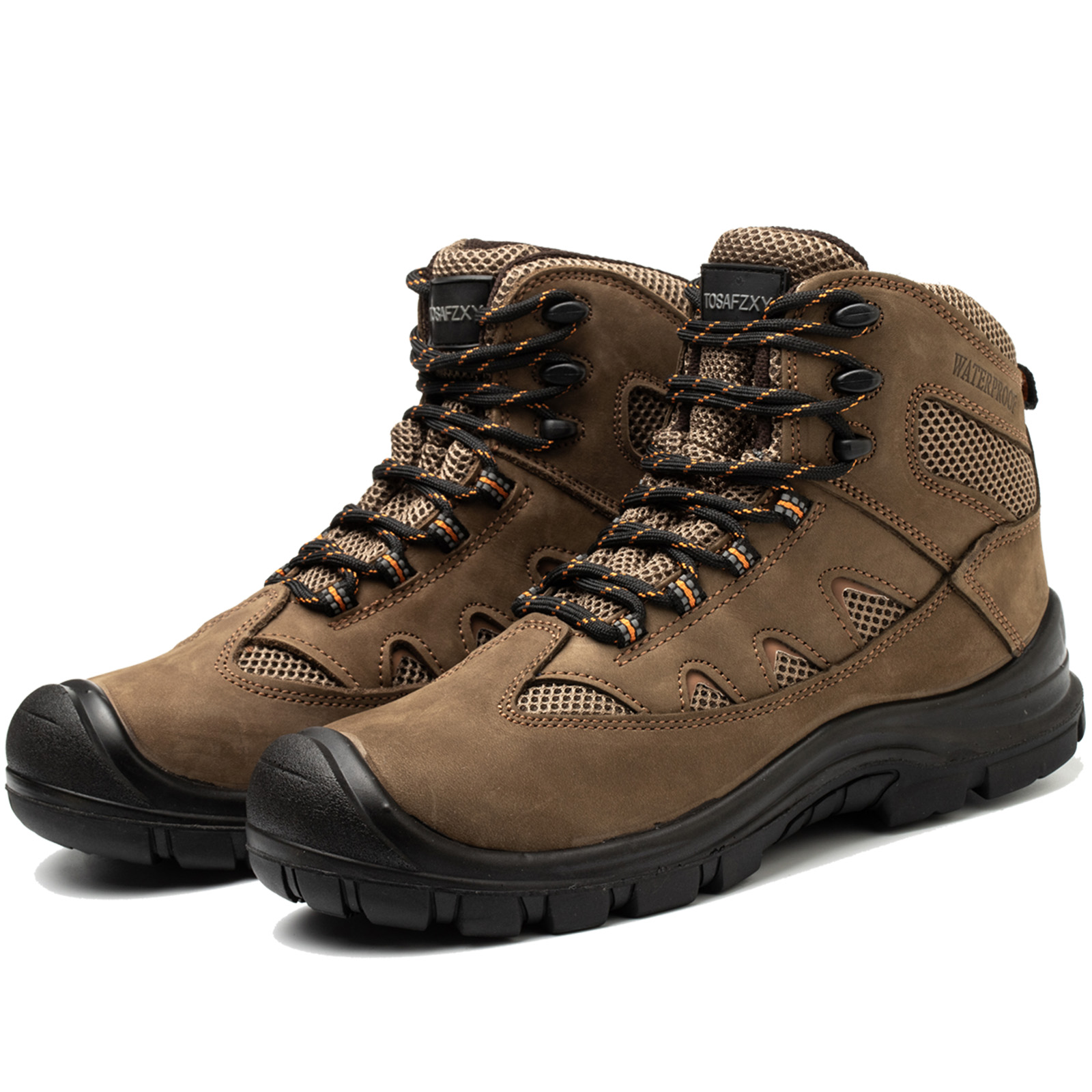 Mid Cut Rubber and PU Sole Breathable Mesh Working Shoe Lace Up Safety Shoes Hiking Shoes