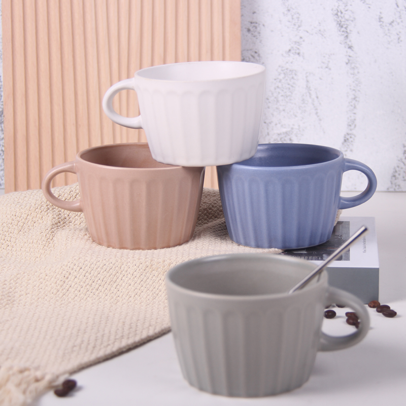 Large Striped Ceramic Cup