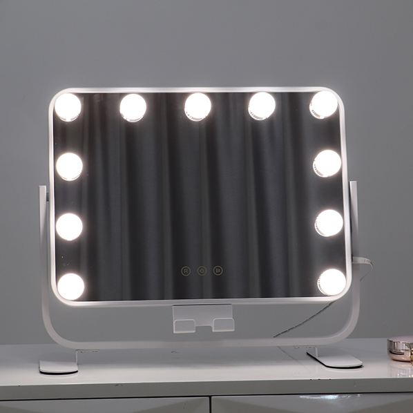 Desktop angle adjustment Hollywood Mirror with three led light with USB socket