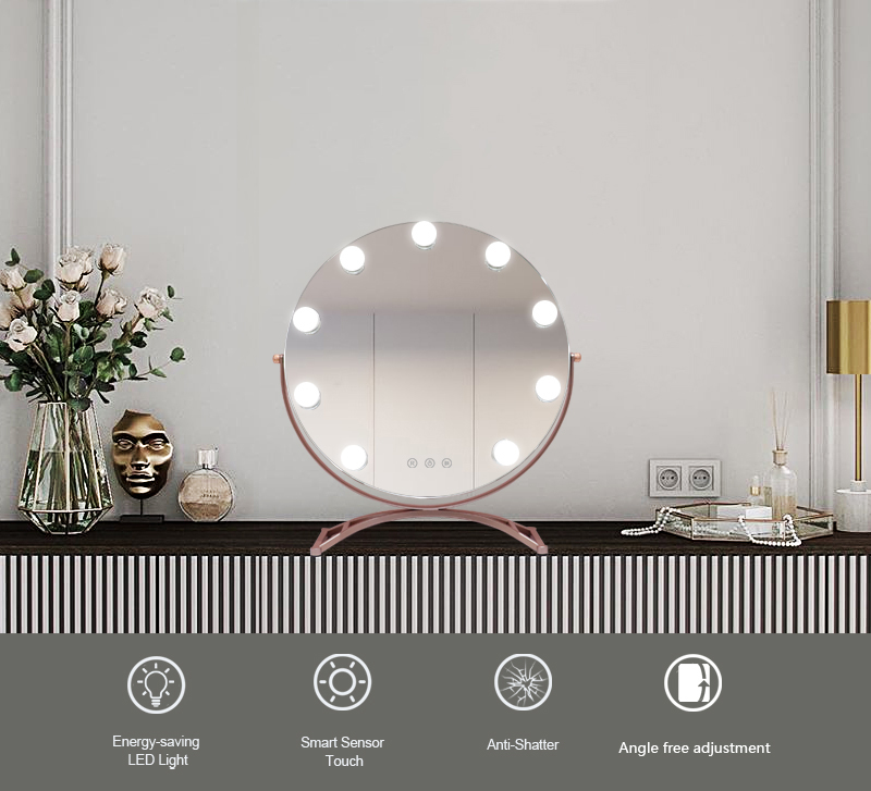 Rose Gold Tabletop Hollywood Led Makeup Mirror