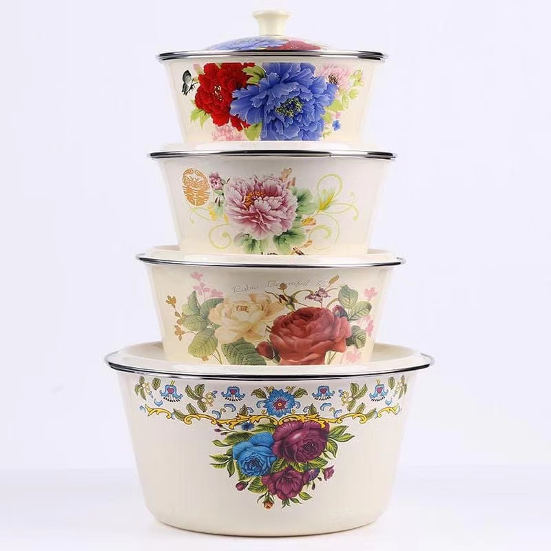 enamel fingel bowl with flower decoration