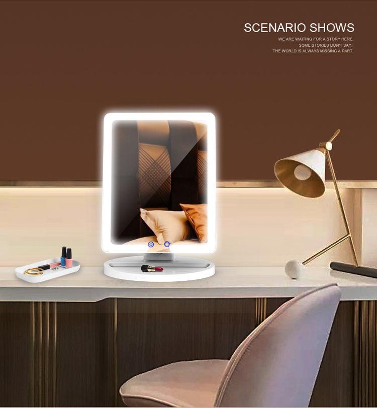 Square desktop led vanity mirror with collect function