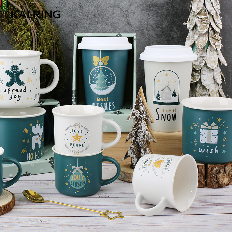 KALRING New Bone China mug/travel mug/cup and saucer/plate with decal Matte grey grid