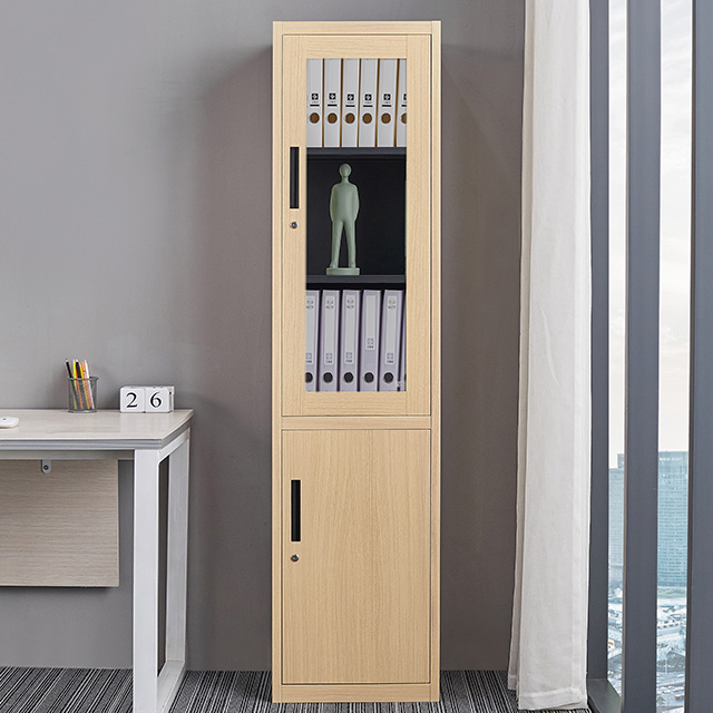 Wood like steel bookshelf filing cabinet