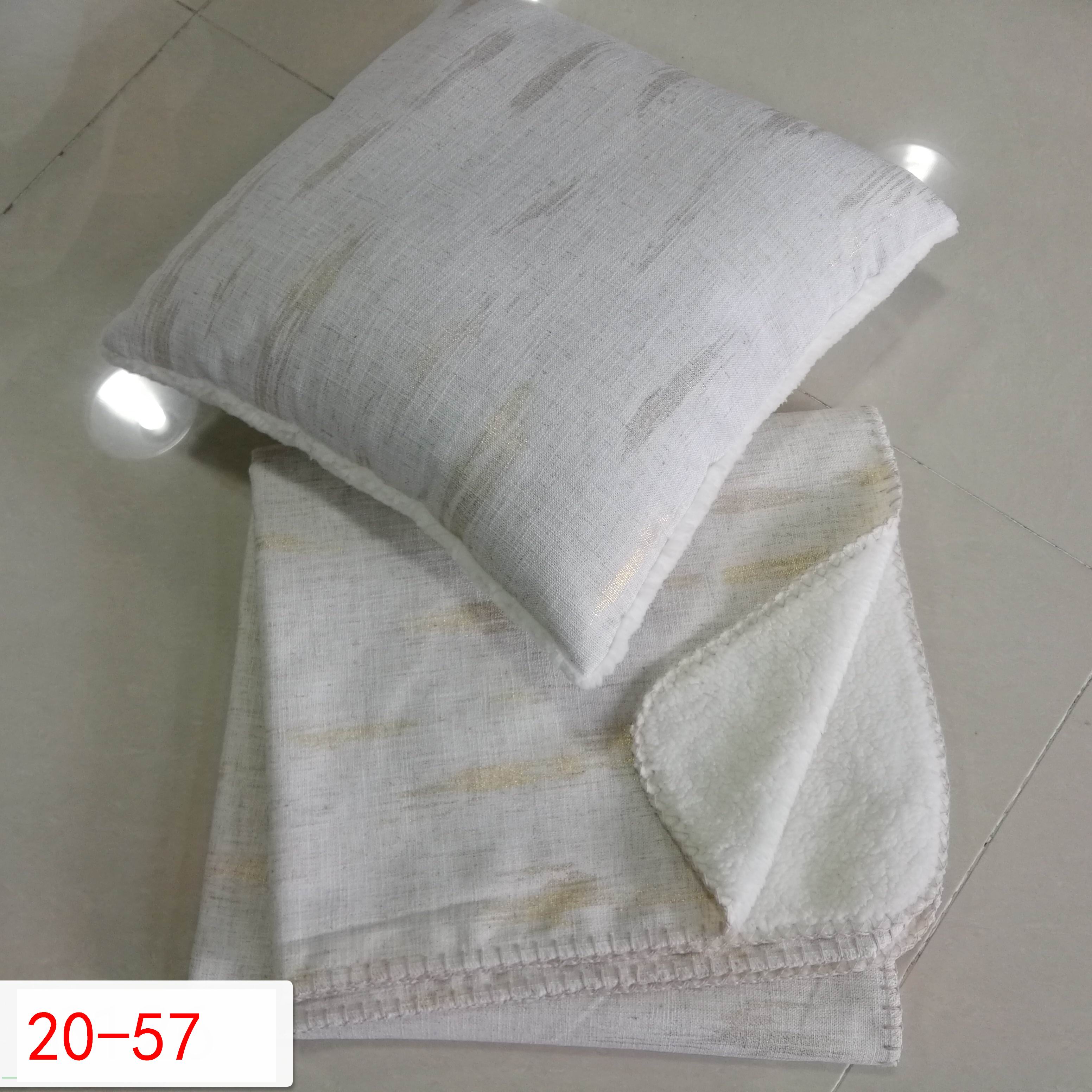 Gold print linen-sherpa blanket