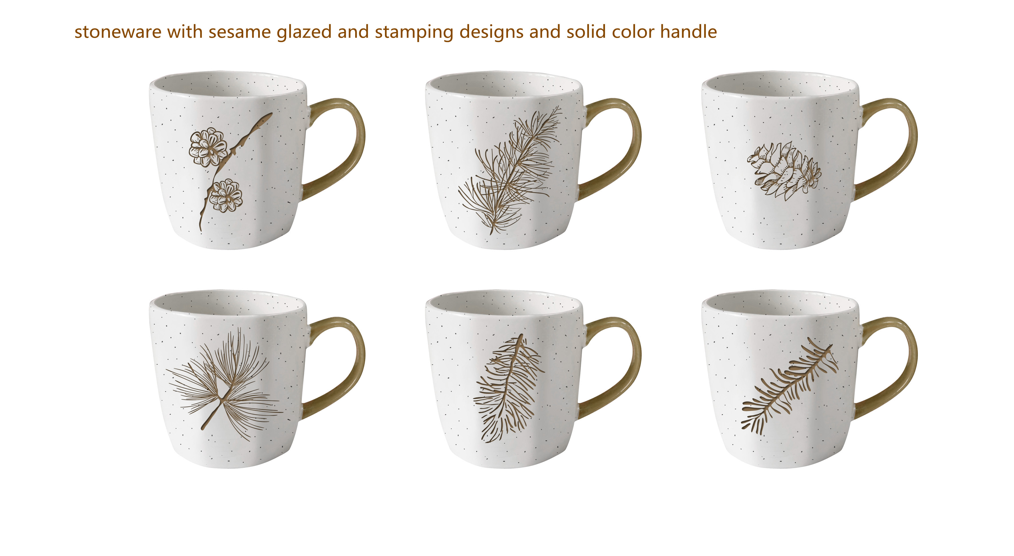 Stoneware mug with gold handle