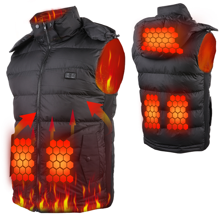 Vinmori Ultra Light Down Heated Waistcoat Vest OEM ODM Winter Plus Sizes Heated Vest With Hood