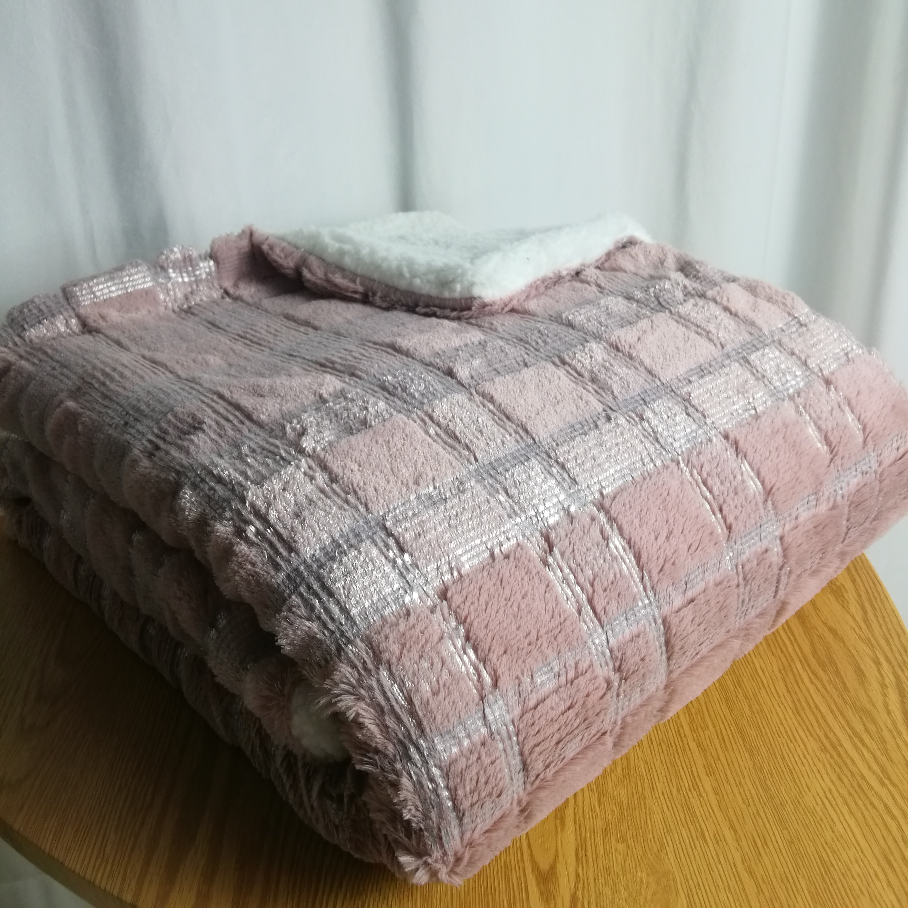 Gold Print / Hot Silver Pv Fleece +sherpa Blanket