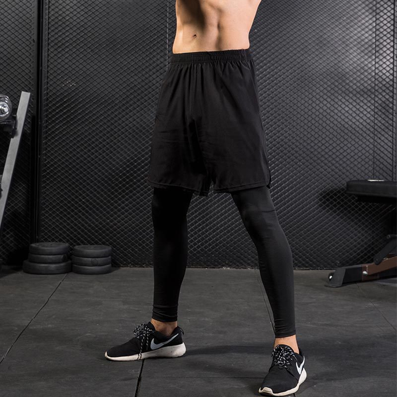Vinmori Wholesale high quality men's running training fitness compression male running tight pant