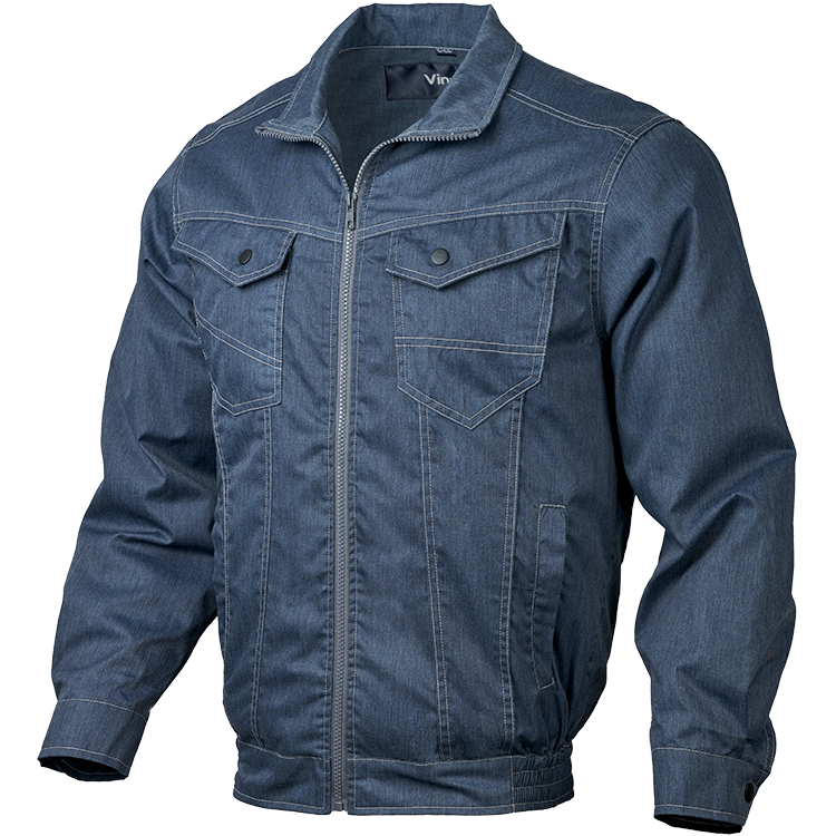 Vinmori Summer workwear men's denim fan cooling jacket for high temperature worker unisex