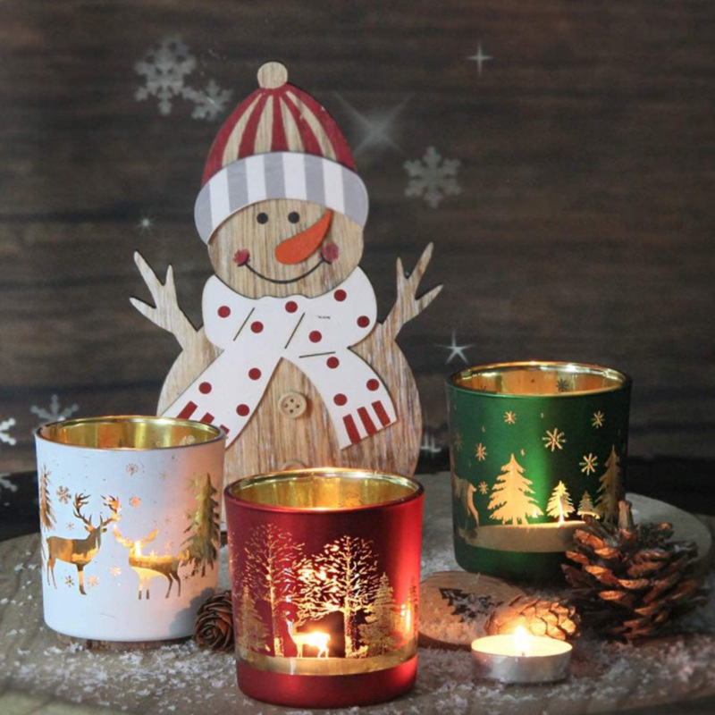The latest waxed Christmas electroplating spray color spray glass wax cup Christmas craft ornaments