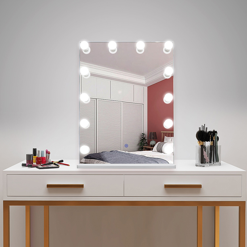 Desktop Hollywood smart touch sensor lighted with bulbs makeup mirror vanity mirror