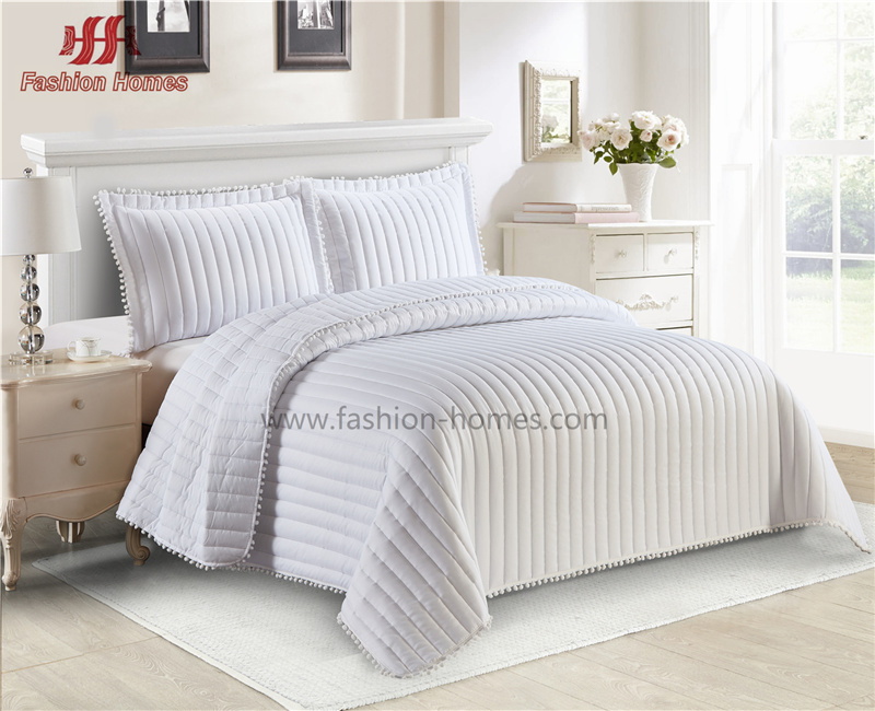 Solid Ultrasonic quilts with Pom Pom