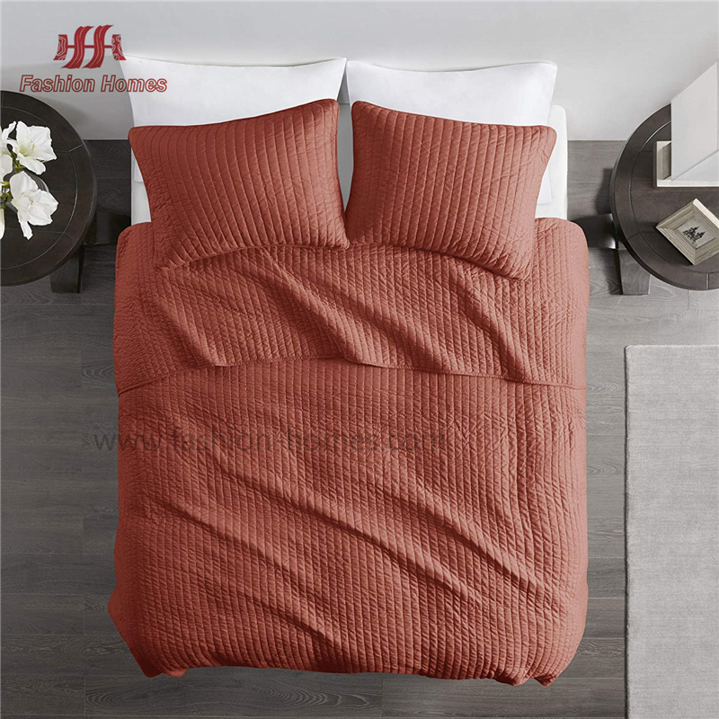 3PCS Soft Pre-washed Quilt with Rice Stitching