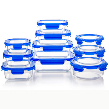 Glass food storage container with glass lid