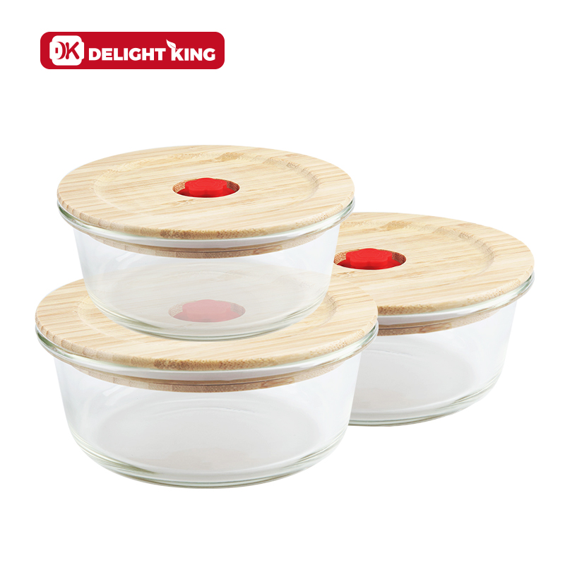 Glass food storage containers with bamboo lid glass lunch box