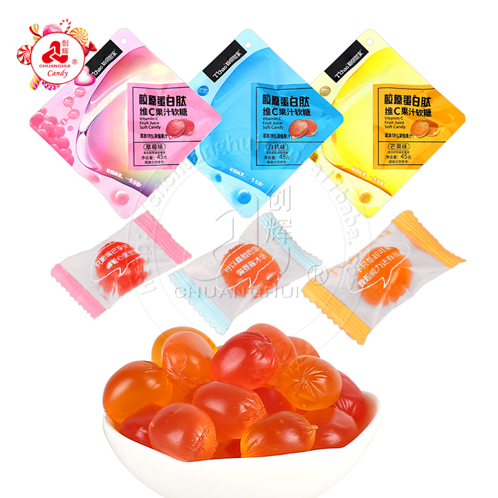 Bagged collagen peptide vitamin C fruit juice jelly soft gum candy