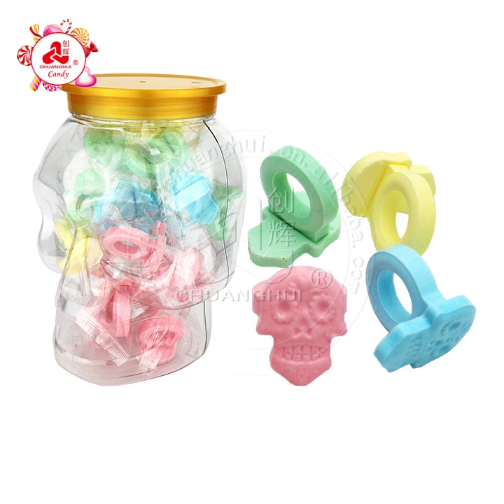 Halloween multi-colored sweet skeleton skull ring presses candy