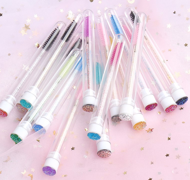 Disposable crystal rod eyelash brush with diamond tube eyelash brush curl eyebrow comb portable