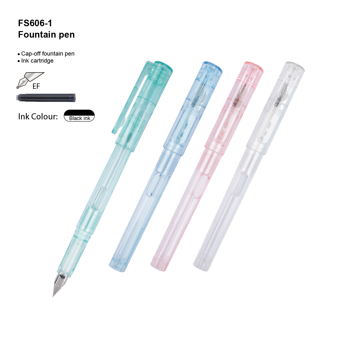 Simple straight plastic student pen