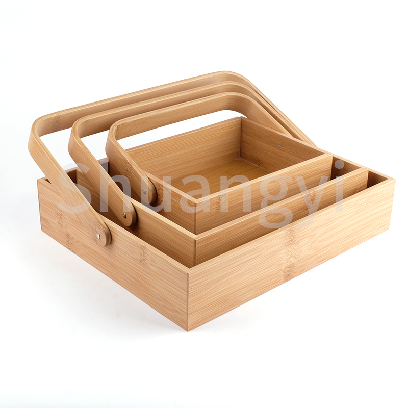 Bamboo serving tray set