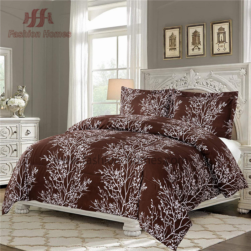 3 Pieces Leaves Tree Printed Comforter Set