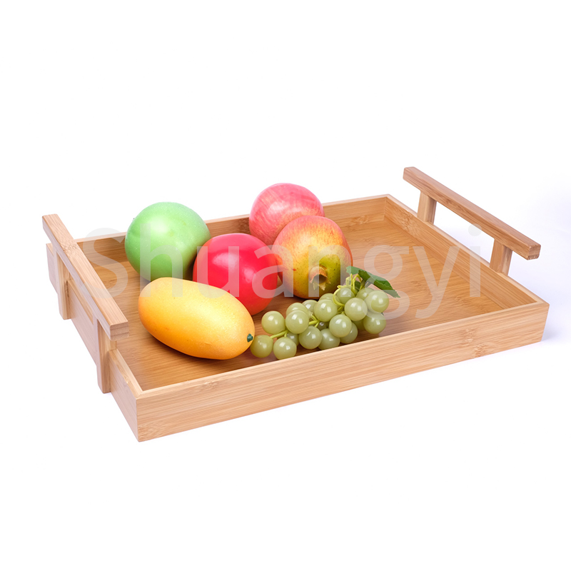 Bamboo serving tray with handle