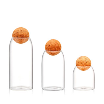 High borosilicate glass food storage jar with bamboo lid