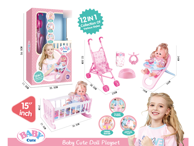 15 Inch doll,12 in 1(with 6 sound IC and accessories)