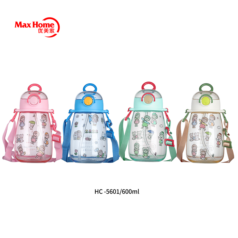 Drinking bottle with straw 600ml