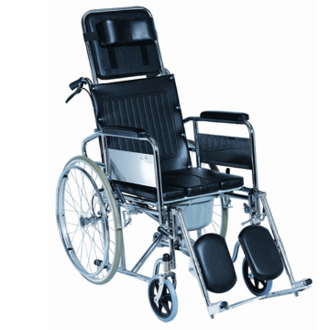 Steel Reclining Commode Wheelchair